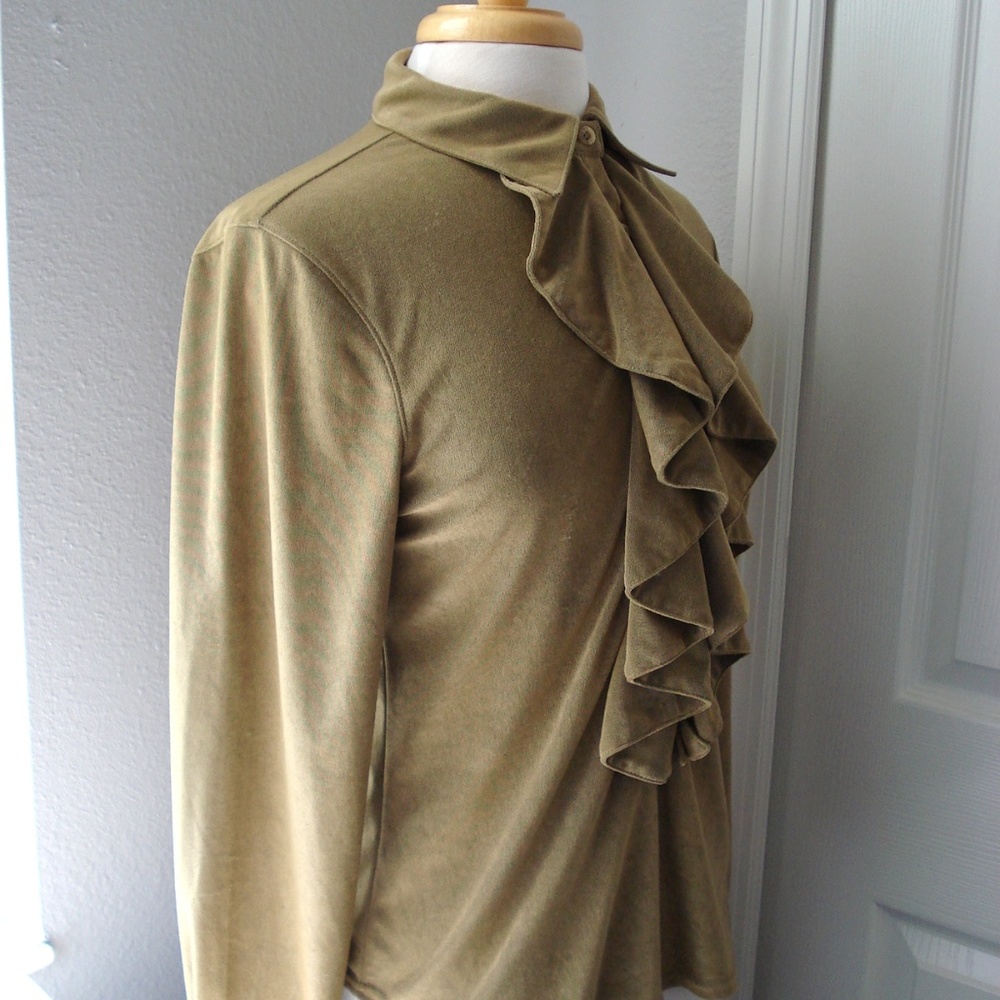 Ruffle Front Gold Dressy Blouse Ladies Size 6